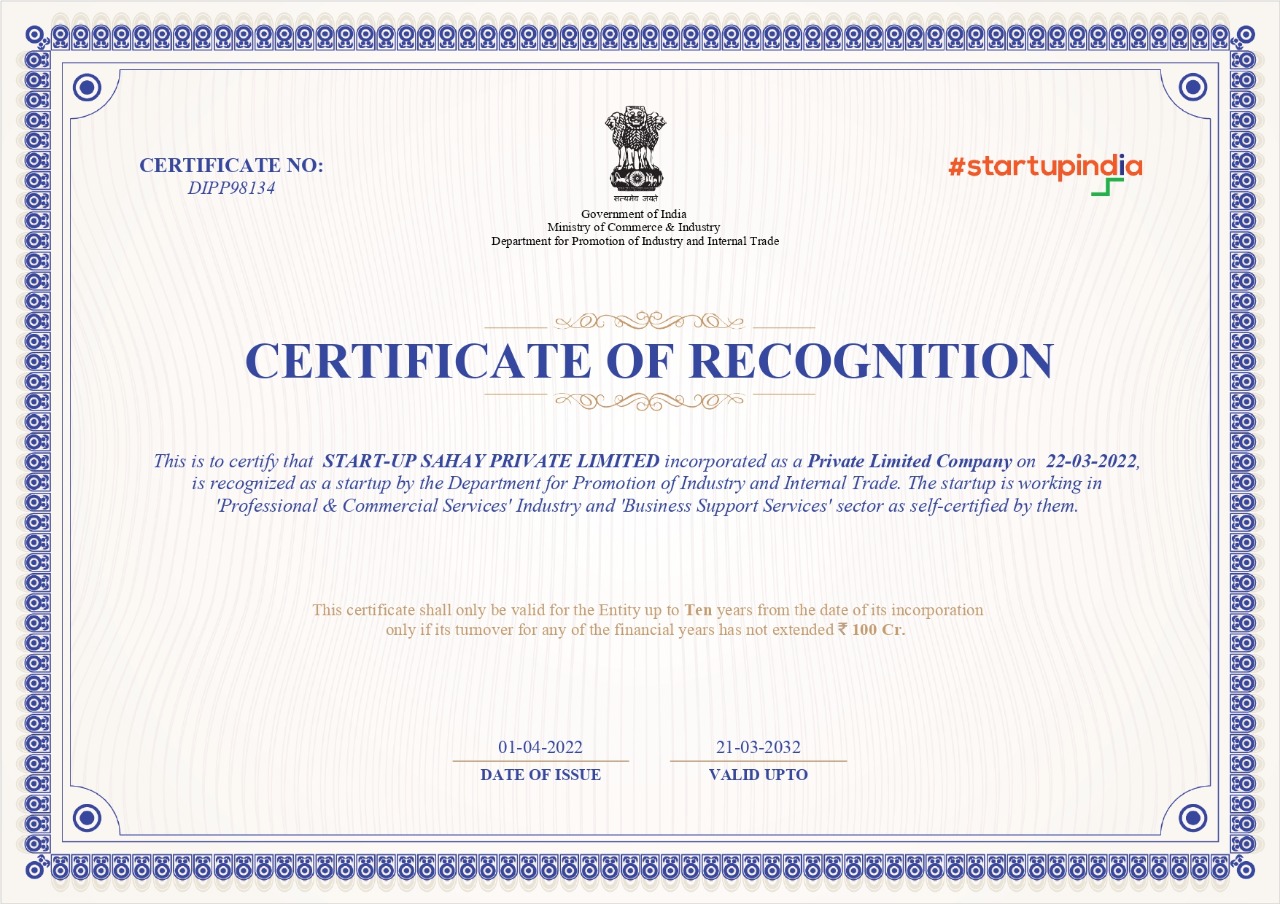 Startup India certification